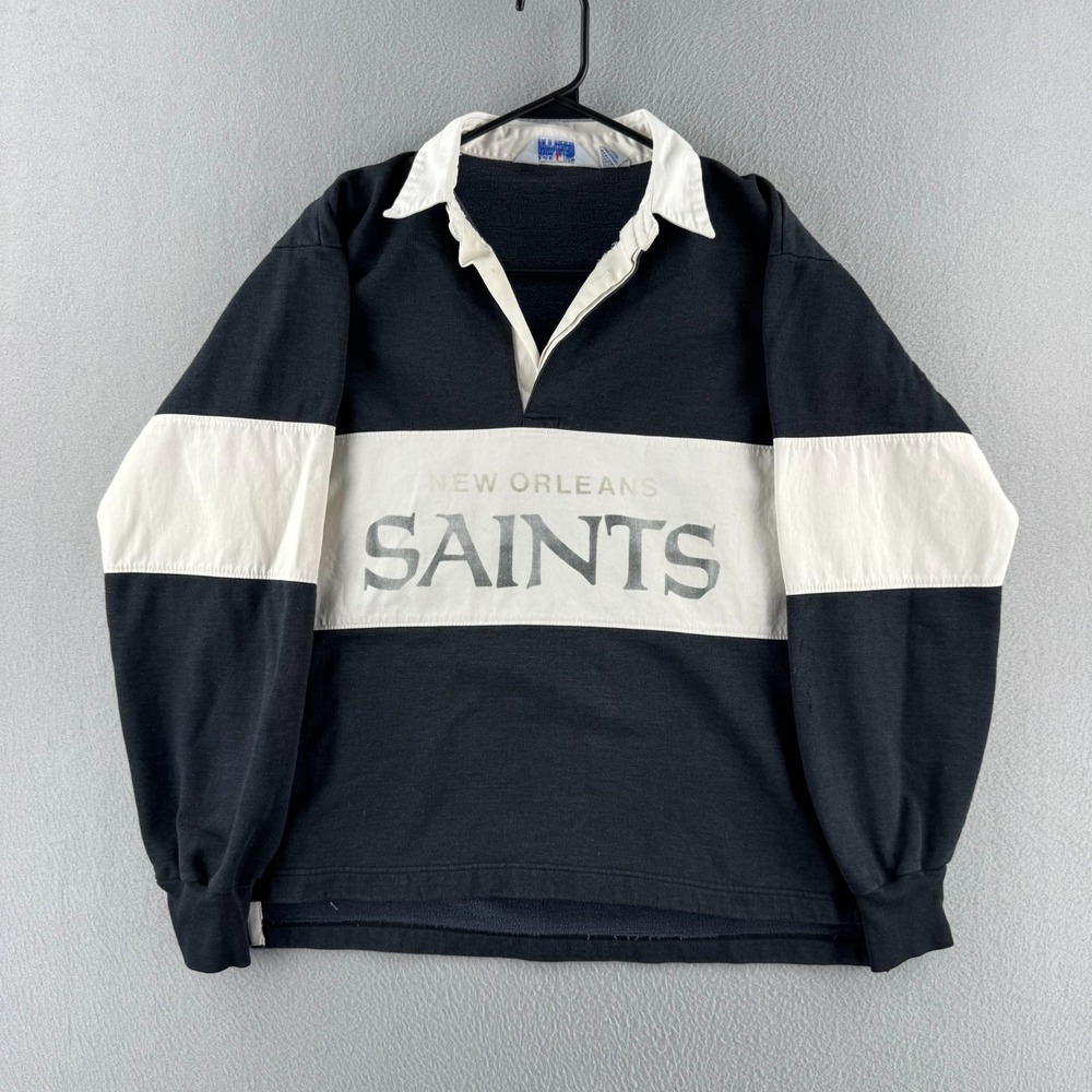 Vintage New Orleans Saints Rugby Shirt Mens Medium 80s 90s Logo 7 Cotton Polo